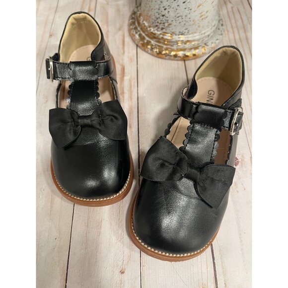 GINFIVE Girls Mary Jane Black Bow Dress Shoe sz 12 - Picture 1 of 10